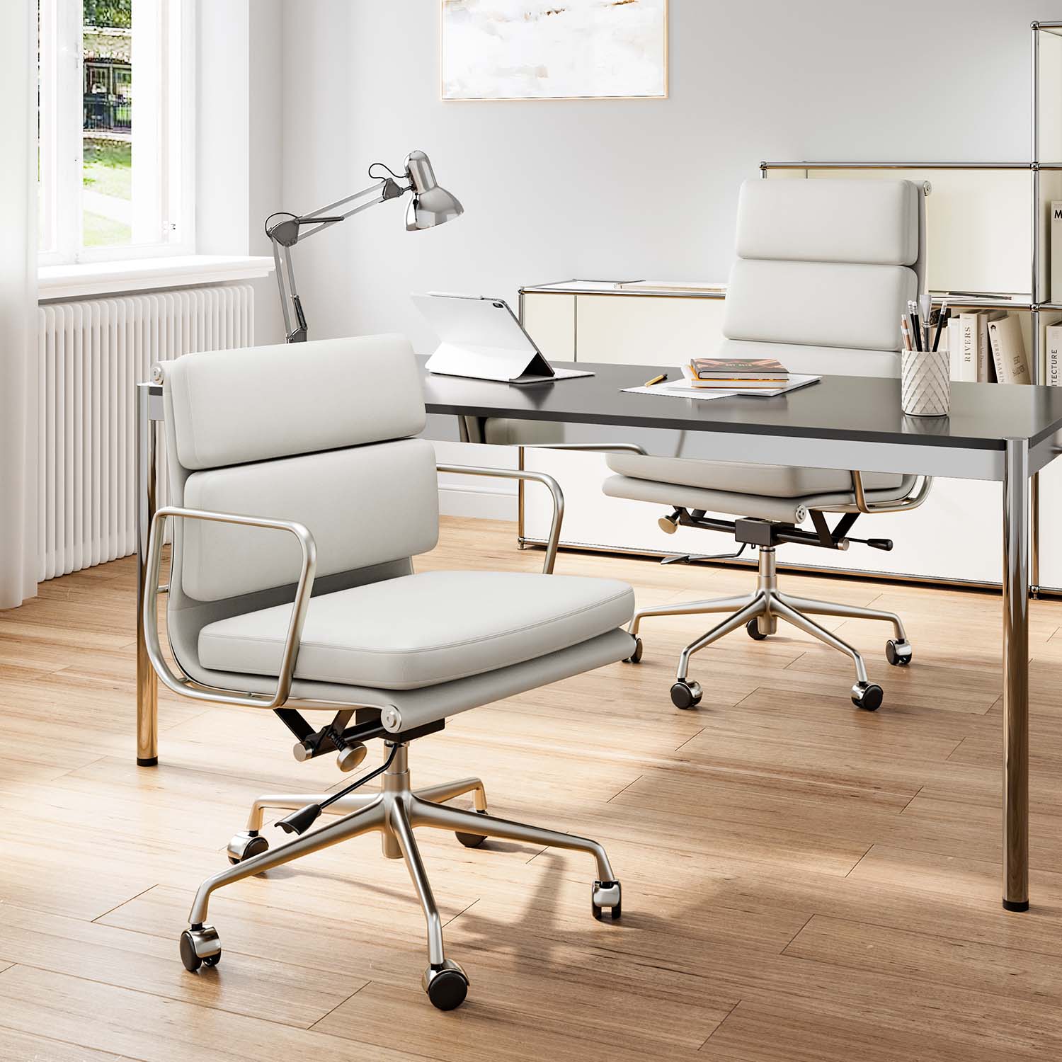 Ribbed Office Chair - High Back - White