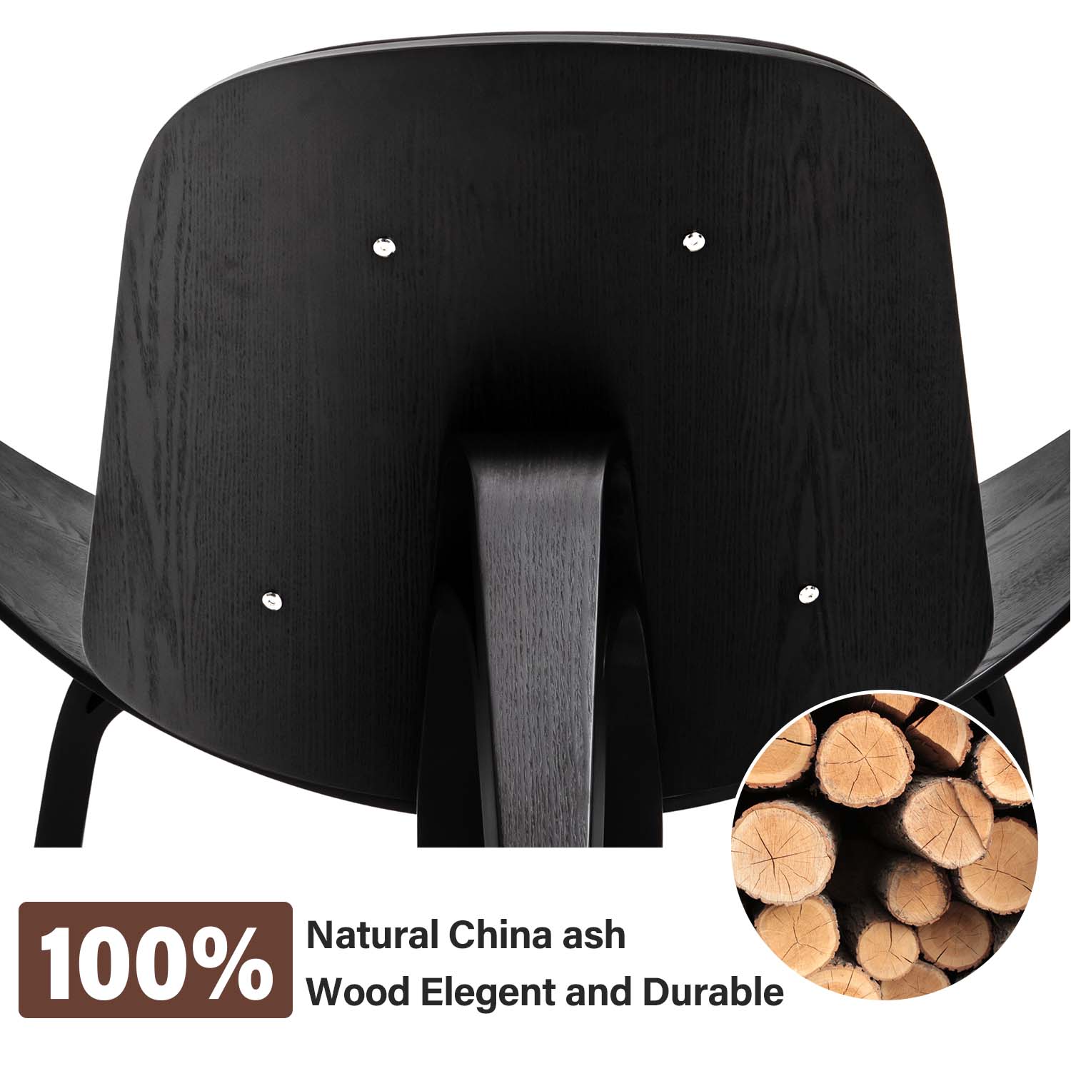 Mid Century Modern Shell Lounge Chair - Black