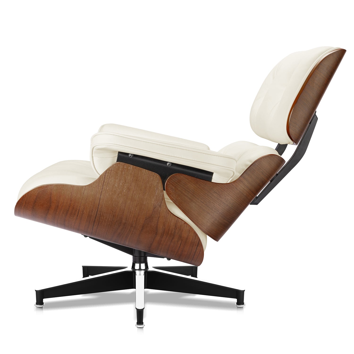 Mid-Century Lounge Chair and Ottoman - Taller - White