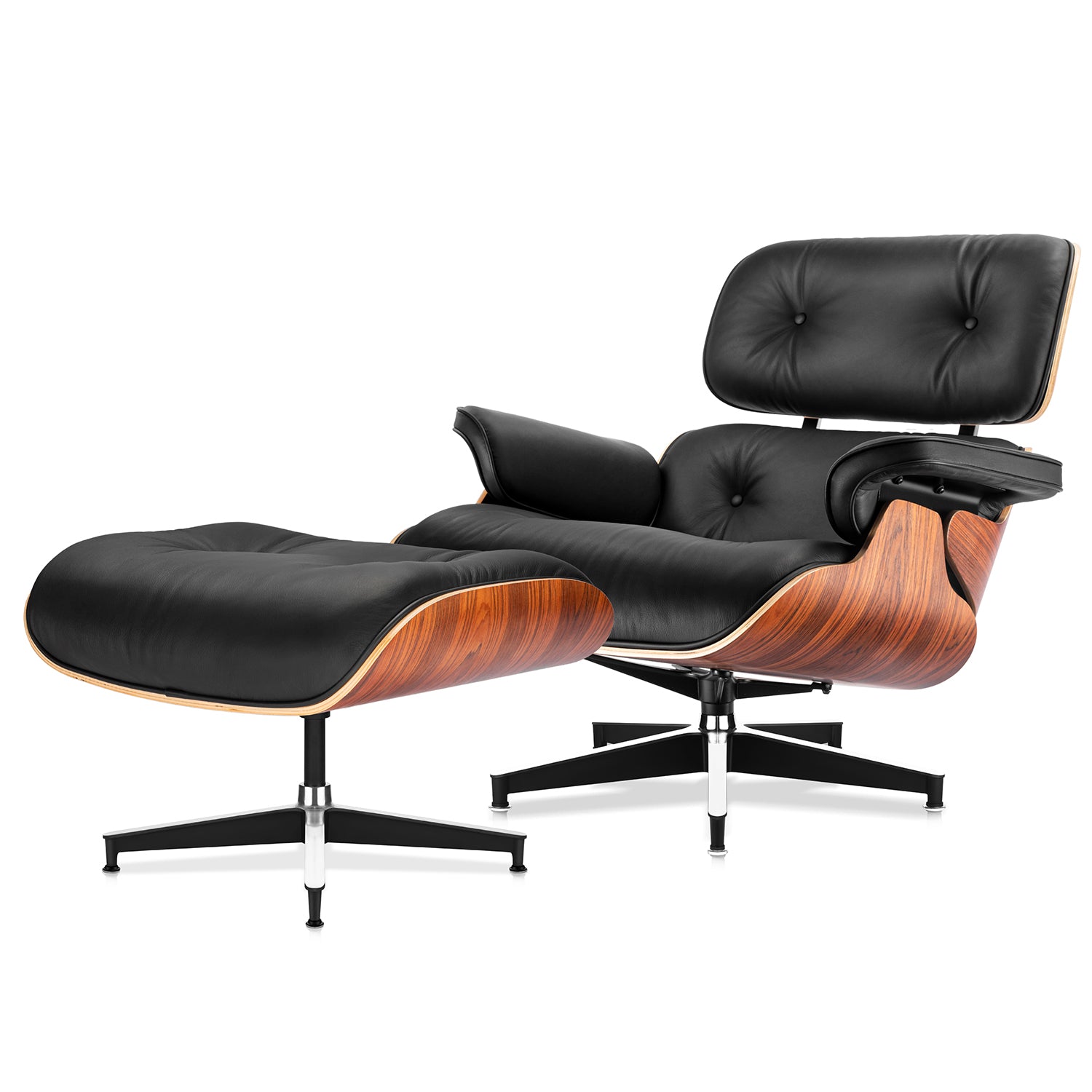 Mid-Century Lounge Chair and Ottoman - Standard - Black