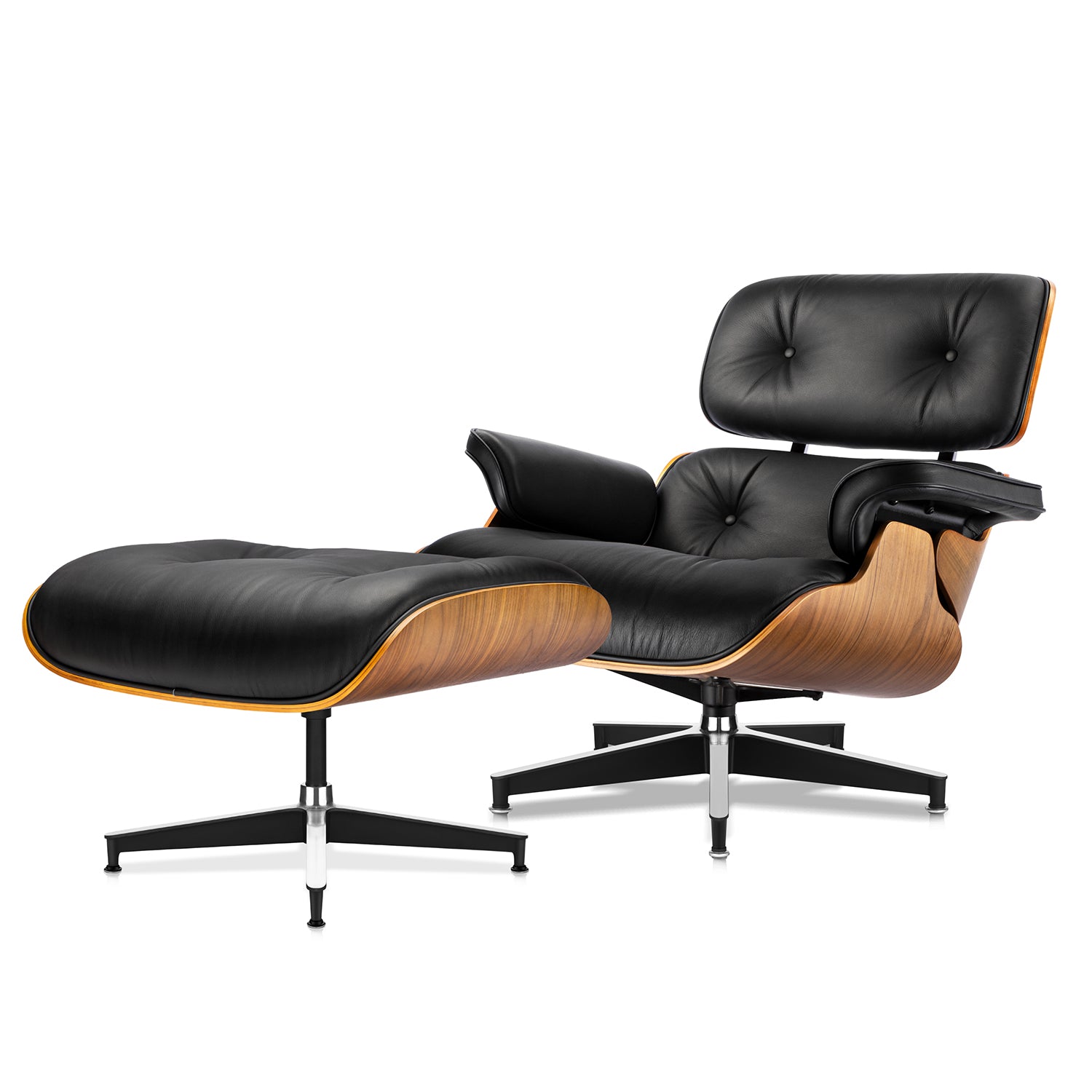 Mid-Century Lounge Chair and Ottoman - Standard - Black
