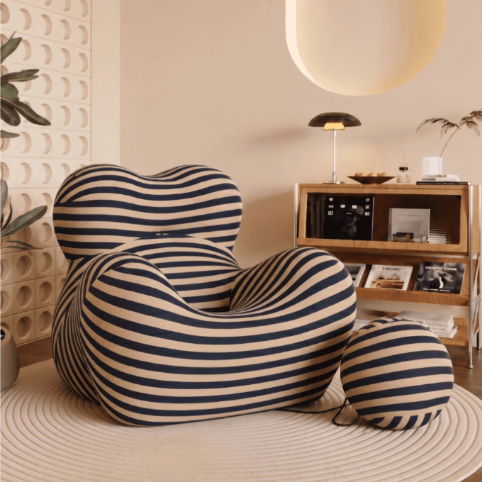 Vorthio Comfy Armchair Modern Accent Chair, Bean Bag Chair with Ottoman for Adult, Reading Chair for Living Room