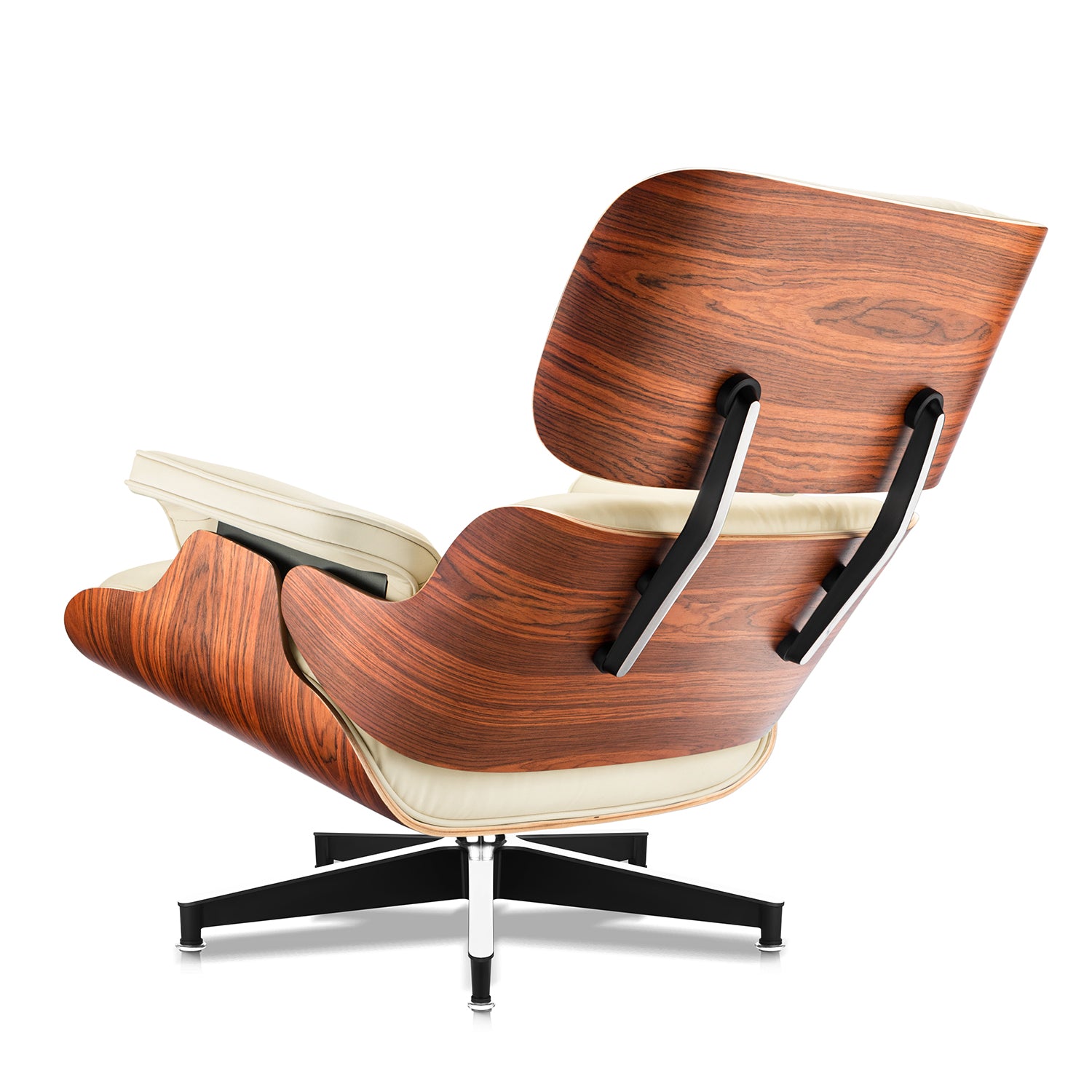 Mid-Century Lounge Chair and Ottoman - Taller - Red Rosewood - Off White