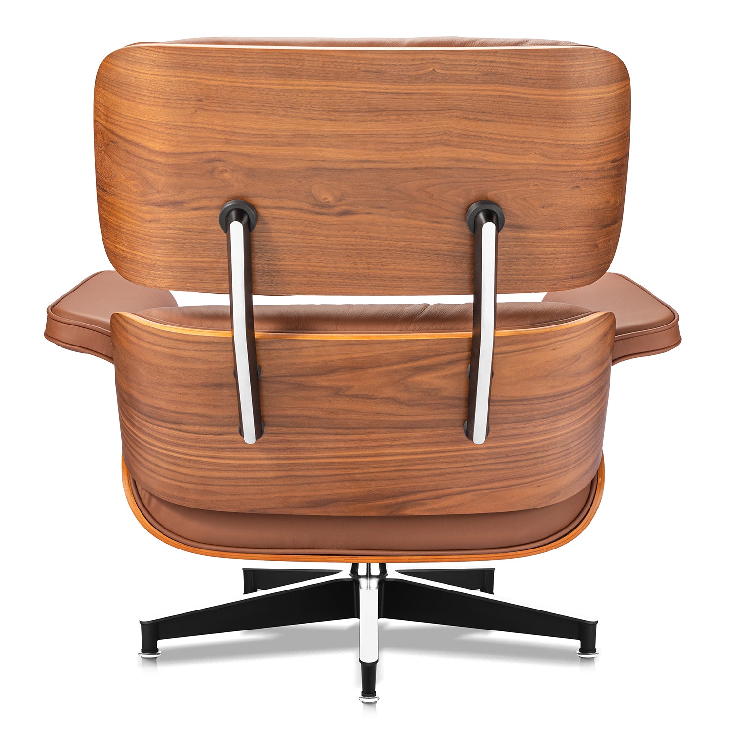 Mid-Century Lounge Chair and Ottoman - Taller - Walnut wood - Brown