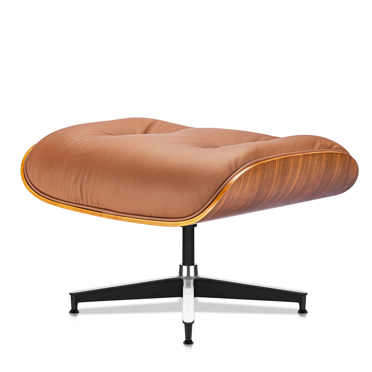 Mid-Century Lounge Chair and Ottoman - Taller - Walnut wood - Brown