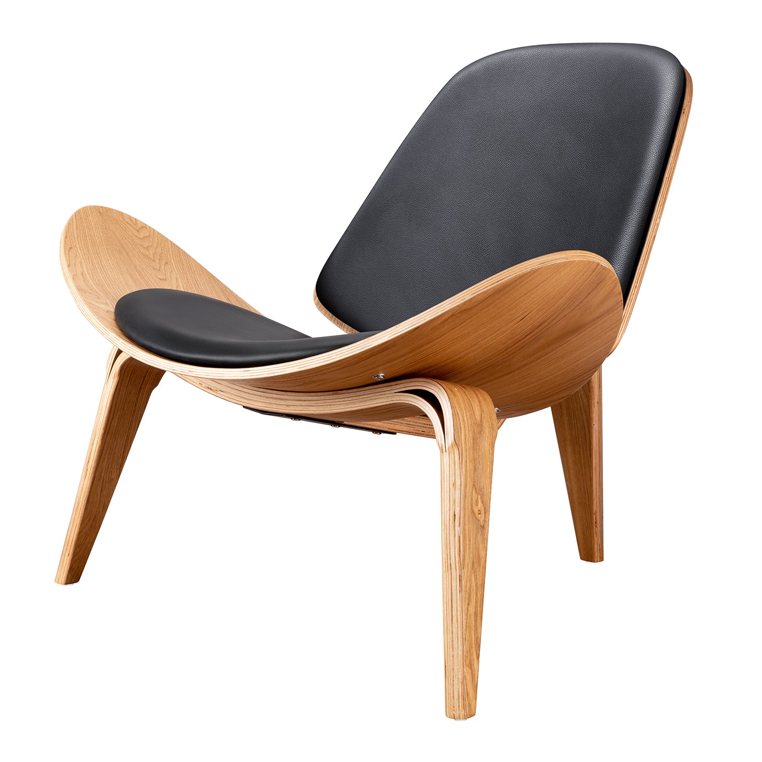 Mid Century Modern Shell Lounge Chair - Black