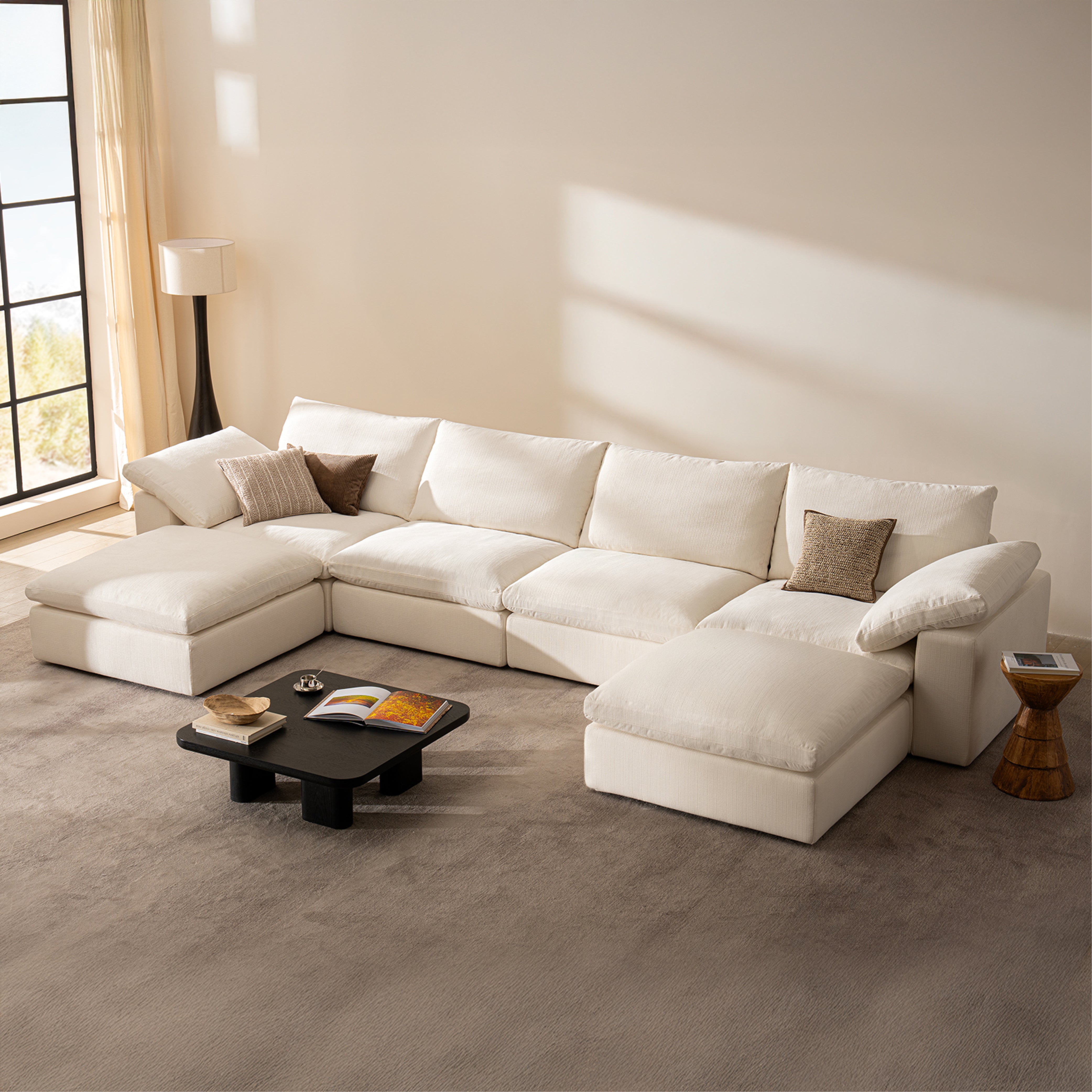 Cloud Couch Oversized Modular Sectional Sofa True Relax Comfy Couches Wide&Deep Seat Sofas for Living Room Metal Frame Furniture Sets - Vorthio