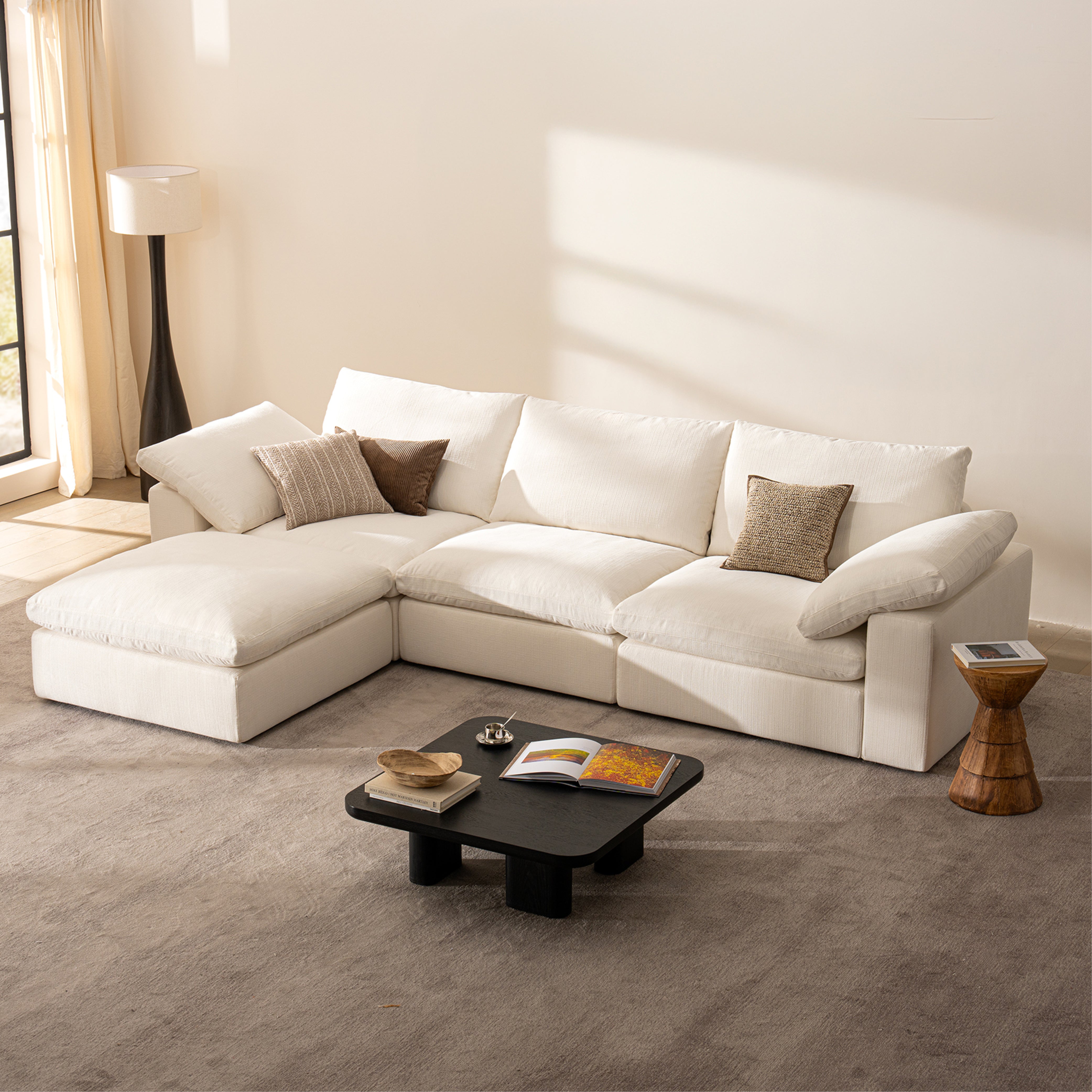 Cloud Couch Oversized Modular Sectional Sofa True Relax Comfy Couches Wide&Deep Seat Sofas for Living Room Metal Frame Furniture Sets - Vorthio