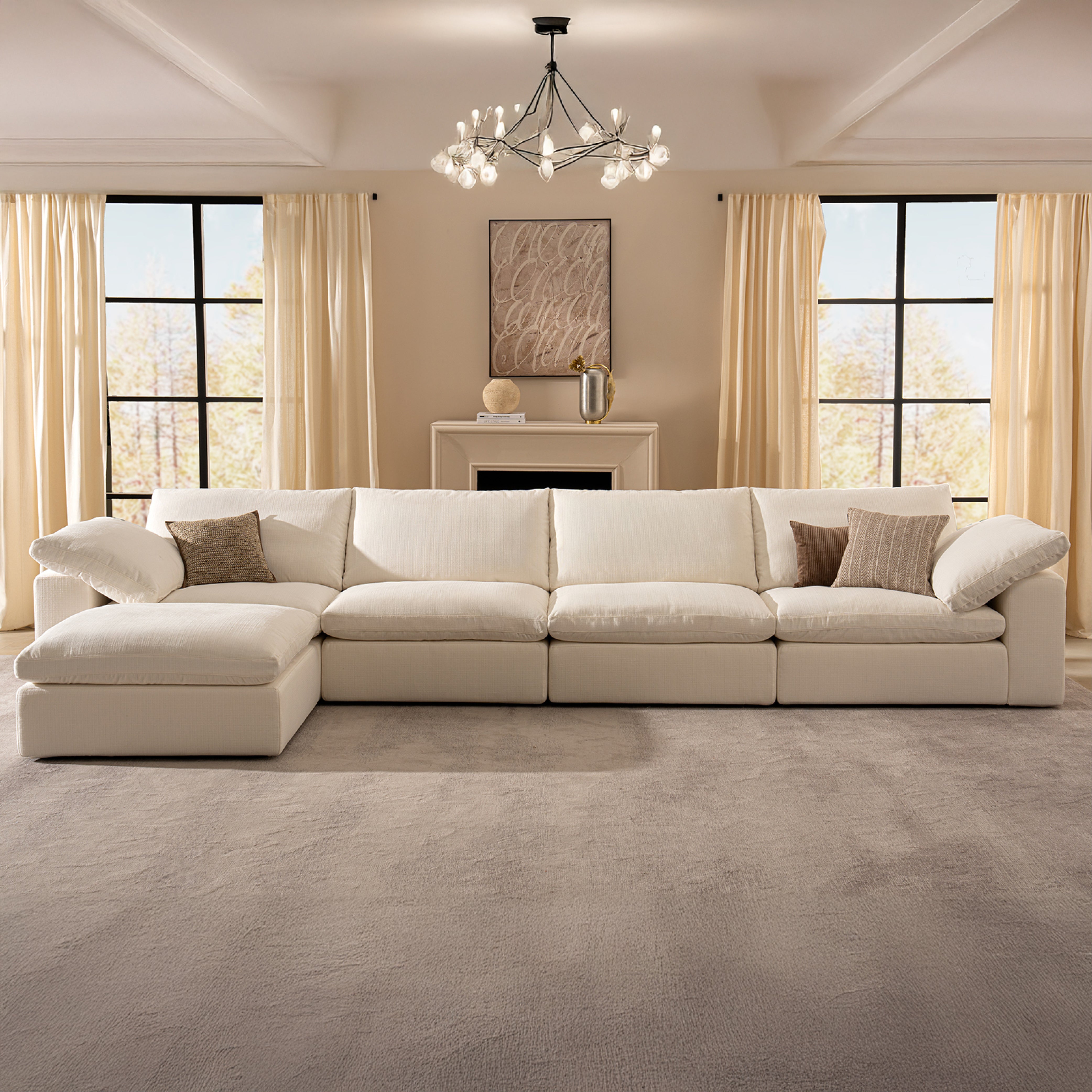 Cloud Couch Oversized Modular Sectional Sofa True Relax Comfy Couches Wide&Deep Seat Sofas for Living Room Metal Frame Furniture Sets - Vorthio