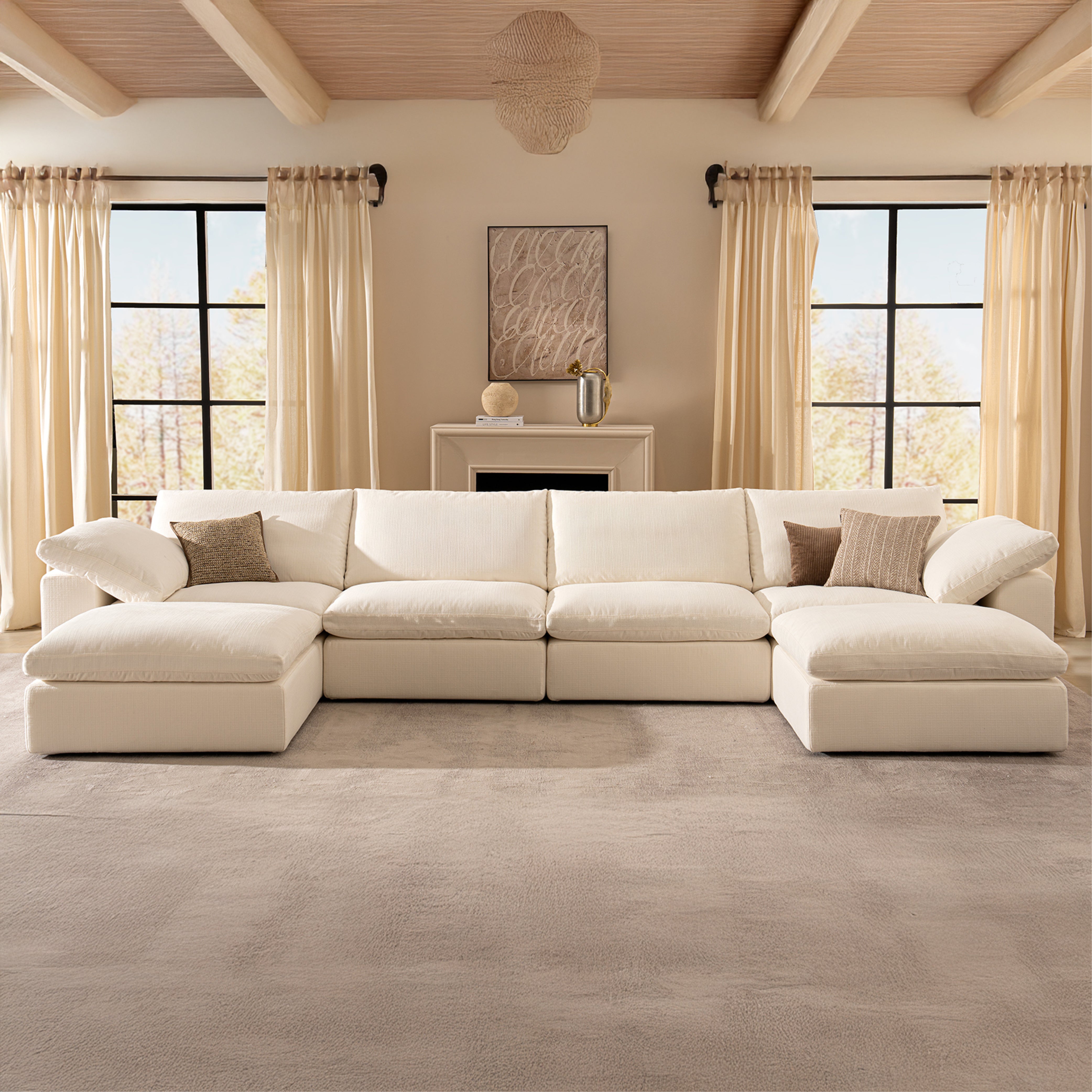 Cloud Couch Oversized Modular Sectional Sofa True Relax Comfy Couches Wide&Deep Seat Sofas for Living Room Metal Frame Furniture Sets - Vorthio