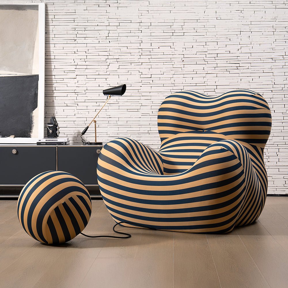 Lazy Sofa Chair with Round Ottoman, Mother's Embrace Modern Single Sofa Couch - Vorthio
