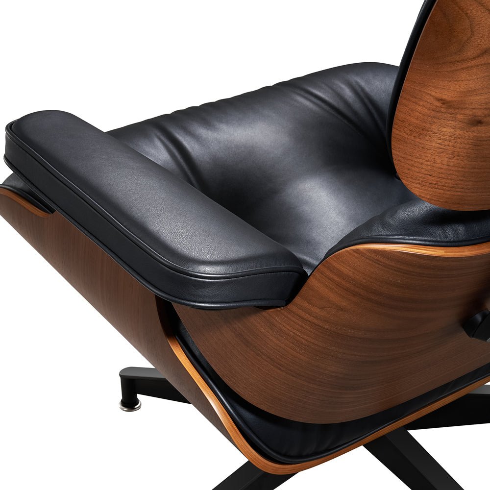 Mid - Century Lounge Chair and Ottoman - A+ Premium Taller - Black - Vorthio