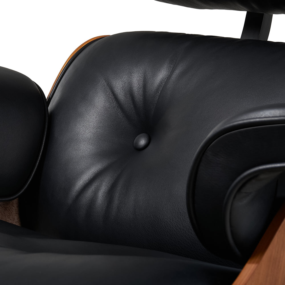 Mid - Century Lounge Chair and Ottoman - A+ Premium Taller - Black - Vorthio