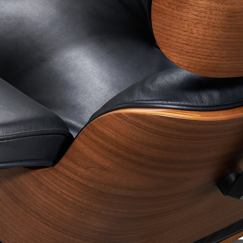 Mid - Century Lounge Chair and Ottoman - A+ Premium Taller - Black - Vorthio
