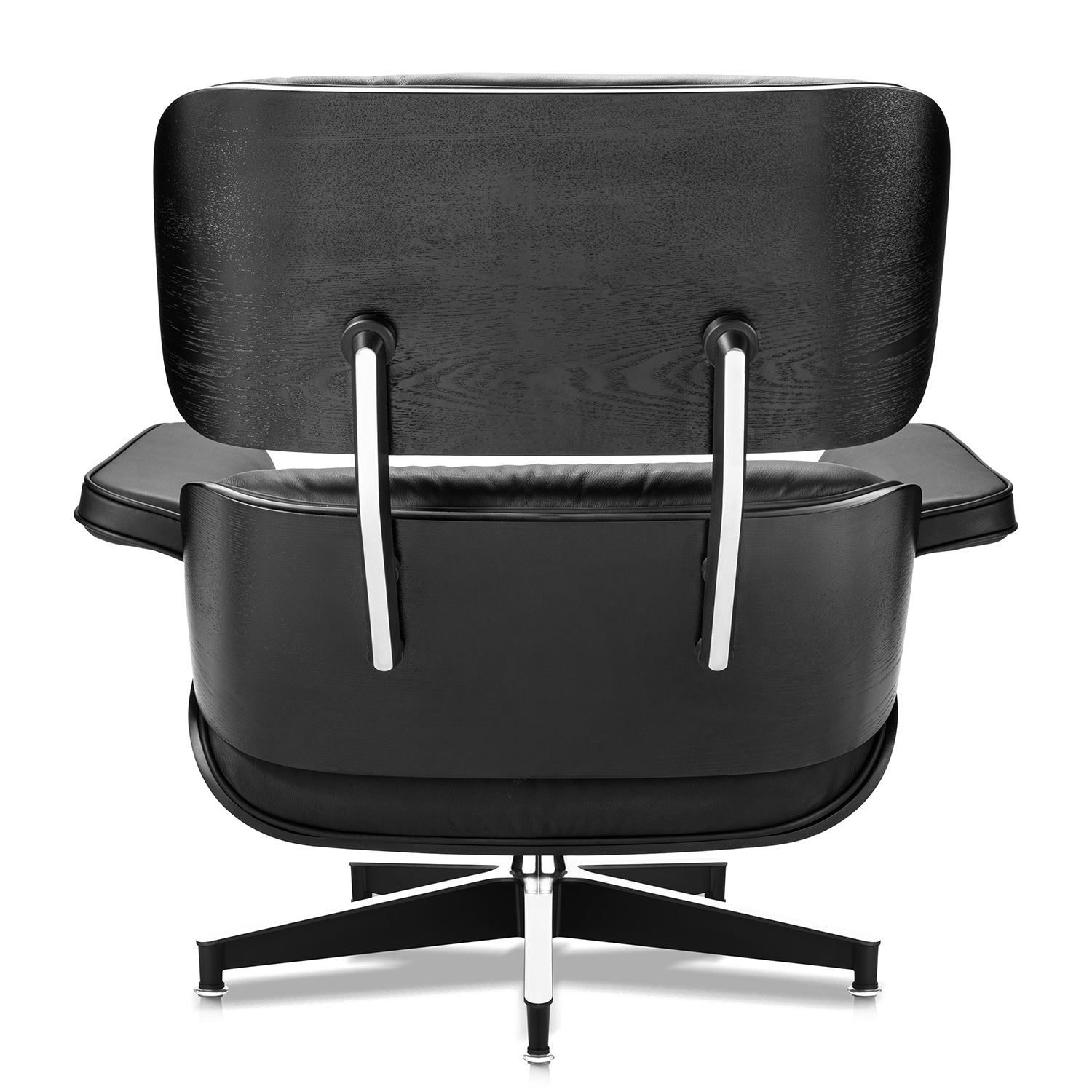 Mid - Century Lounge Chair and Ottoman - A+ Premium Taller Ebony - Black - Vorthio