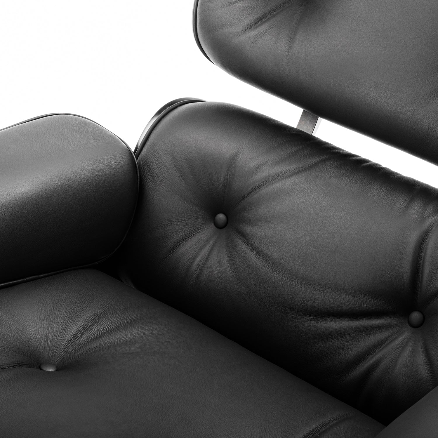 Mid - Century Lounge Chair and Ottoman - A+ Premium Taller Ebony - Black - Vorthio