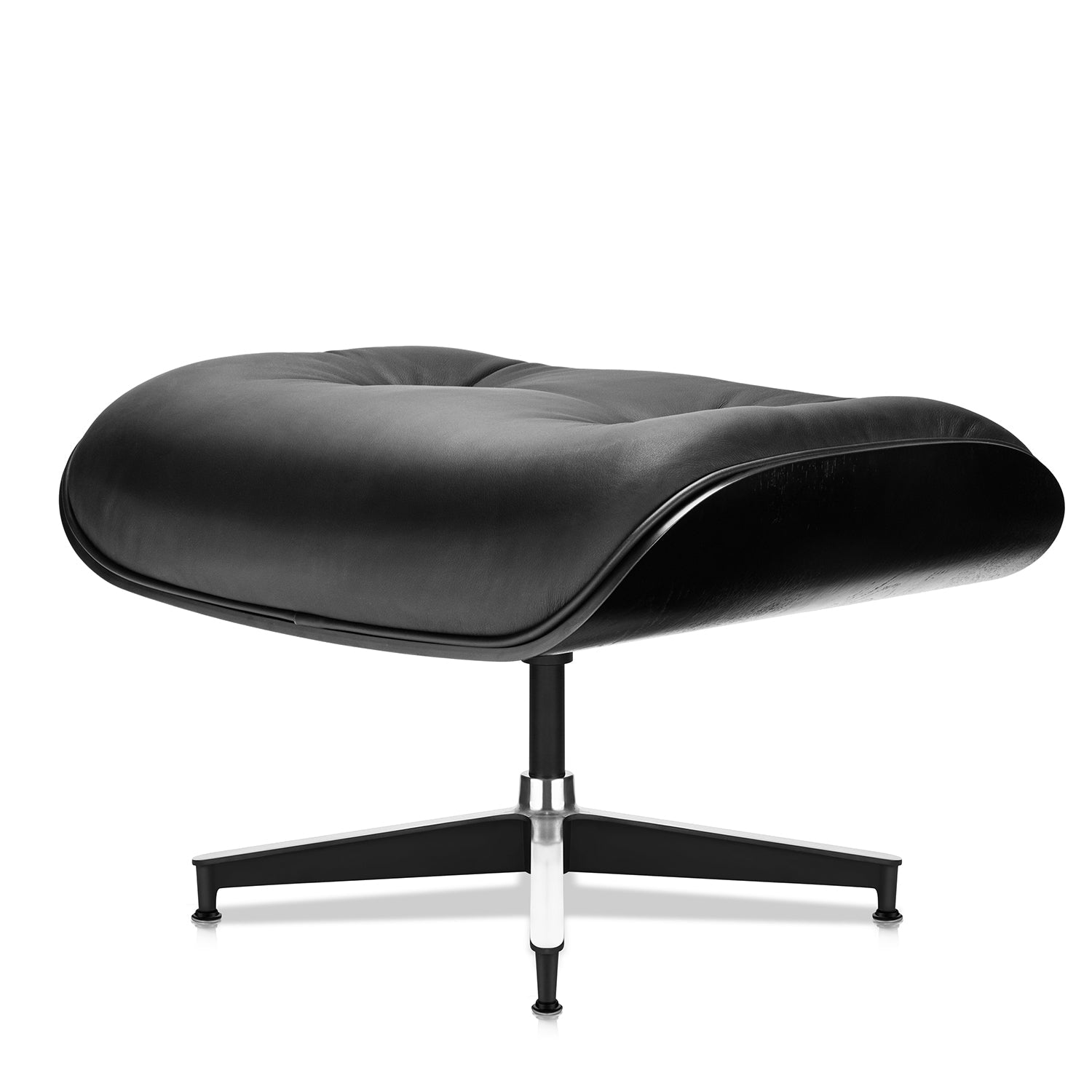 Mid - Century Lounge Chair and Ottoman - A+ Premium Taller Ebony - Black - Vorthio