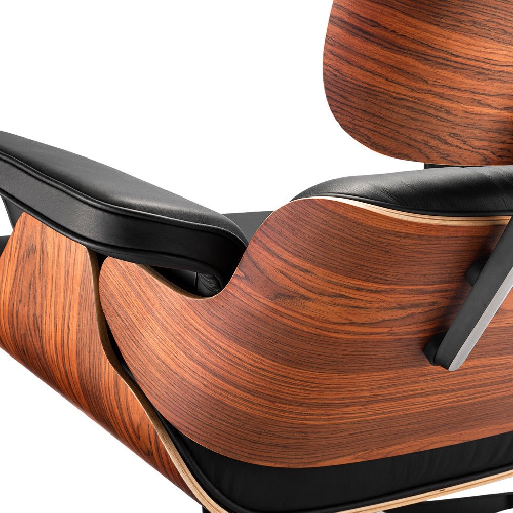 Mid - Century Lounge Chair and Ottoman - Standard - Black - Vorthio
