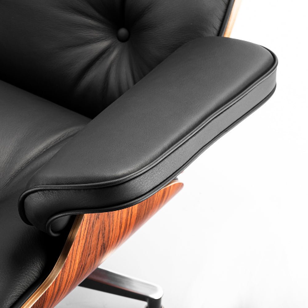 Mid - Century Lounge Chair and Ottoman - Standard - Black - Vorthio