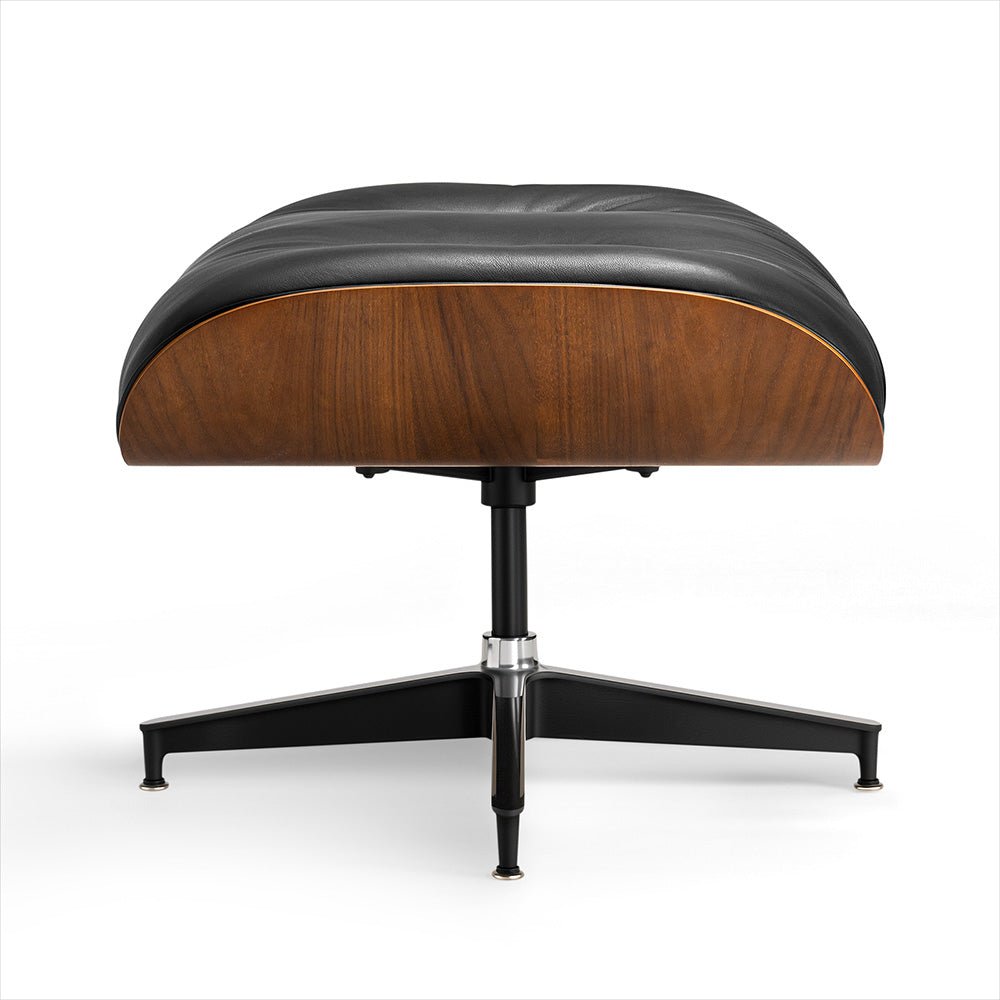 Mid - Century Lounge Chair and Ottoman - Taller - Walnut wood - Black - Vorthio