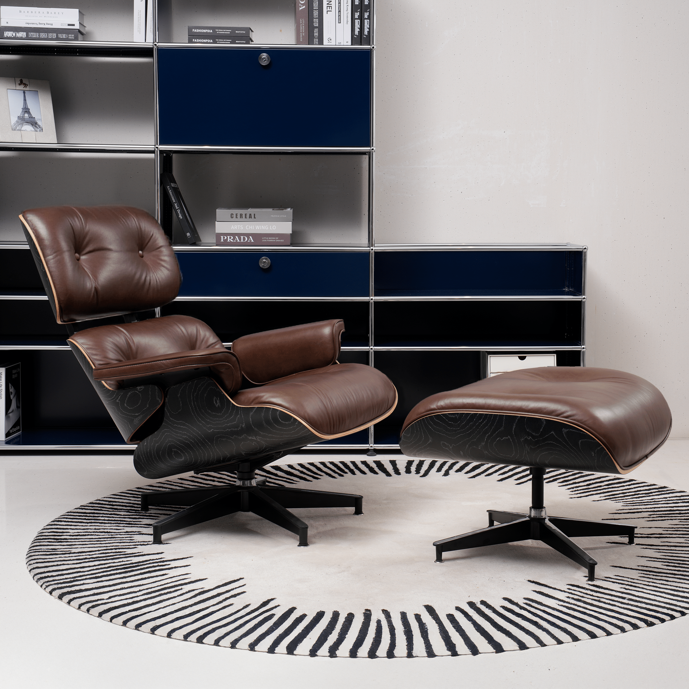 Retro Mid - Century Lounge Chair and Ottoman - A+ Premium Taller - Brown - Vorthio