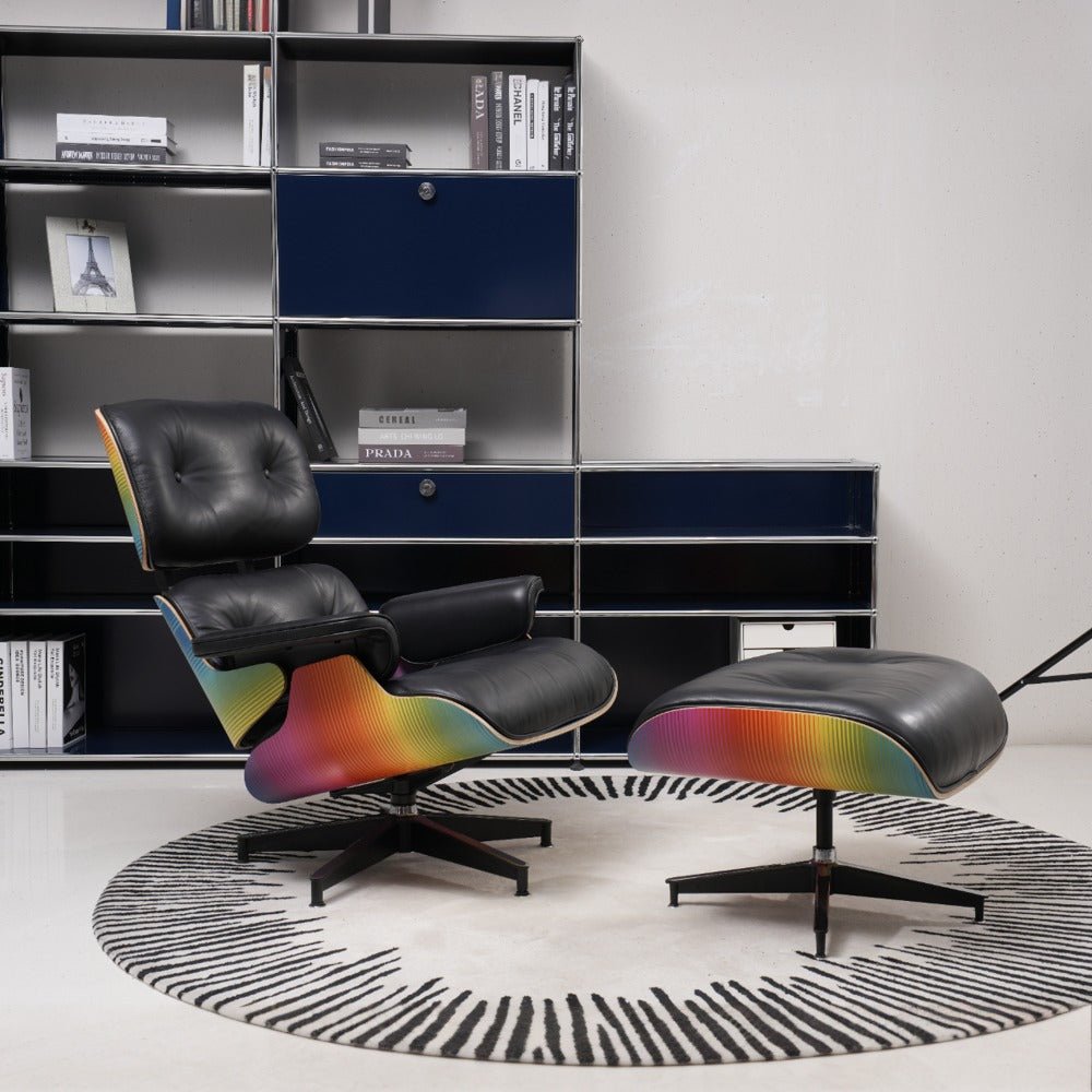 Retro Mid-Century Lounge Chair and Ottoman - A+ Premium Taller - rainb